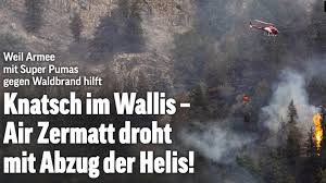 Air Zermatt im Bietscher Waldbrand